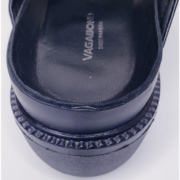 VAGABOND IRENE Cross Strap Black Leather Slide Platform Sandals Women's Size 36 - Picture 13 of 14